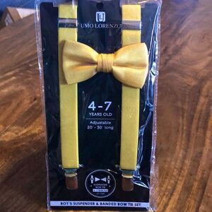Kids Umo Lorenzo Suspender And Bow Tie Set-Sunflower yellow